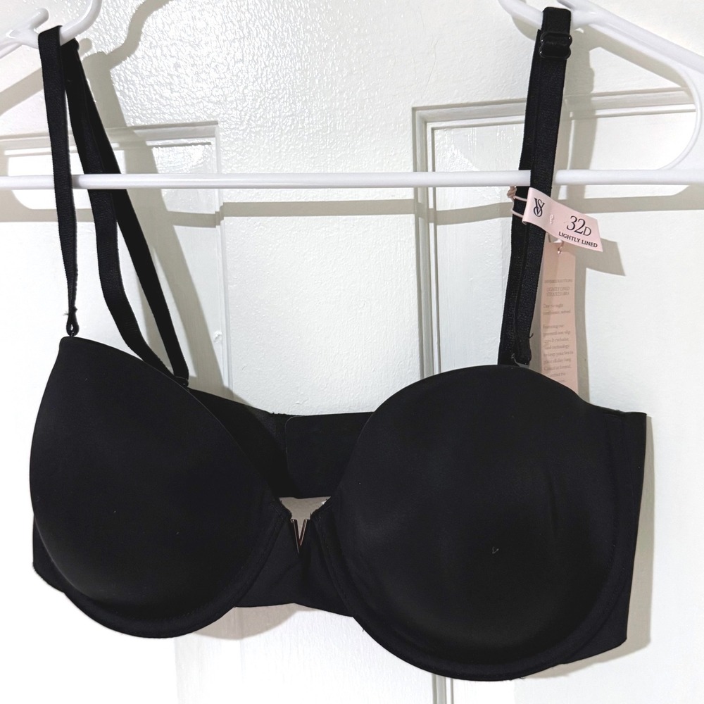 Victoria's Secret Bare Invisible Solutions Lightly Lined Strapless Bra 32D Black